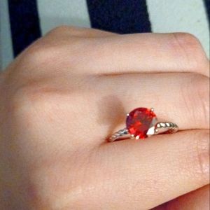 Ruby Ring Sterling Silver Band Size 8